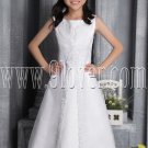 lovely white tulle scoop neck a-line tea length flower girl dress IMG-2614
