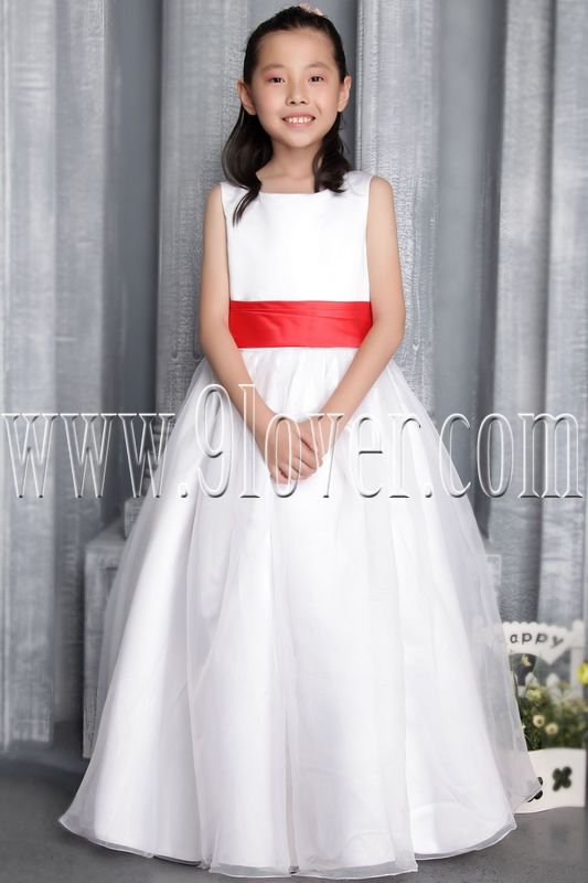 stunning white tulle jewel neck a-line floor length flower girl dress IMG-2690