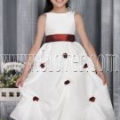cute white taffeta jewel neck a-line tea-length flower girl dress IMG-2772