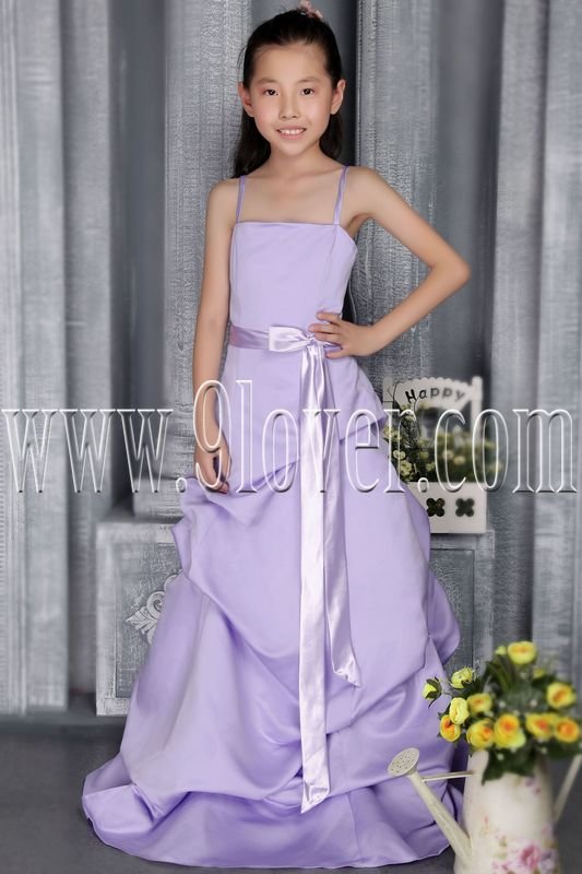 gorgeous lavender satin spaghetti straps a-line floor length prom dress IMG-2854