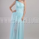 elegant ice blue chiffon one shoulder a-line floor length bridesmaid dress IMG-2008