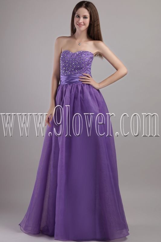 charming lavender organza strapless a-line floor length prom dress IMG-2044