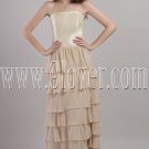 exclusive champagne satin and chiffon strapless a-line floor length prom dress IMG-2198