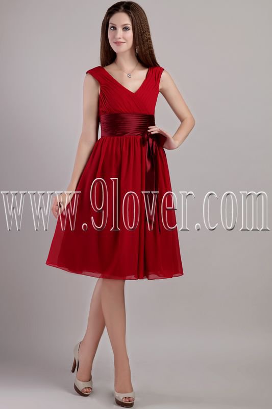 noble red chiffon v-neck a-line knee length homecoming dress IMG-2221