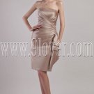 stunning champagne satin strapless a-line knee length mother of the bride dresses IMG-2419