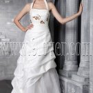modern and classic white taffeta halter a-line floor length wedding dress IMG-2469