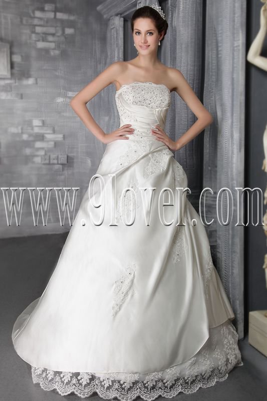 exclusive satin strapless a-line floor length wedding dress IMG-2665