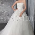 exclusive white organza strapless ball gown floor length wedding dress with beaded bust IMG-2716