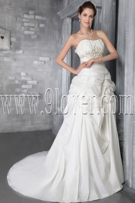 stunning white satin sweetheart a-line floor length wedding dress IMG-2792