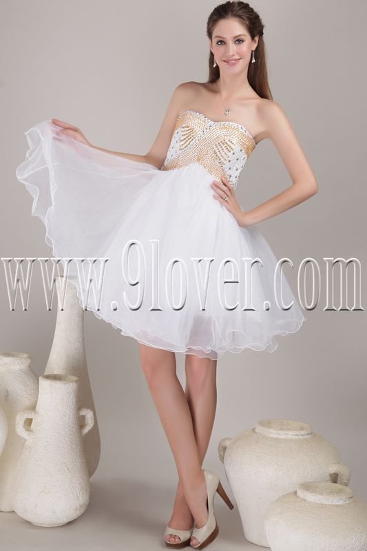 modern and chic white tulle sweetheart a-line knee length cocktail dress IMG-4493