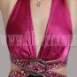 modern black and fuchsia satin halter a-line floor length evening dress IMG-4608
