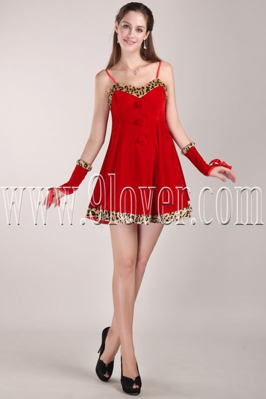 attractive red velvet spaghetti straps a-line mini length cocktail dress IMG-4642
