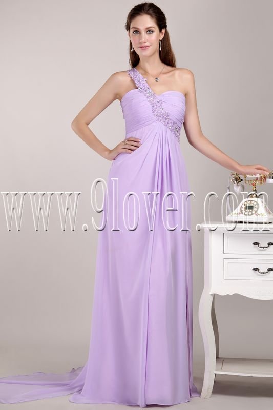 gorgeous lavender chiffon one shoulder a-line floor length formal evening dress IMG-4689