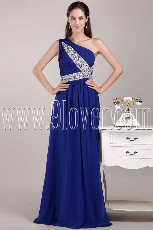 stunning royal blue chiffon one shoulder a-line floor length formal evening gowns IMG-4706