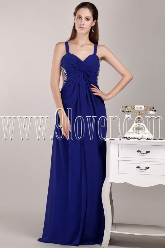 stunning royal blue chiffon straps a-line floor length formal evening dress IMG-4714