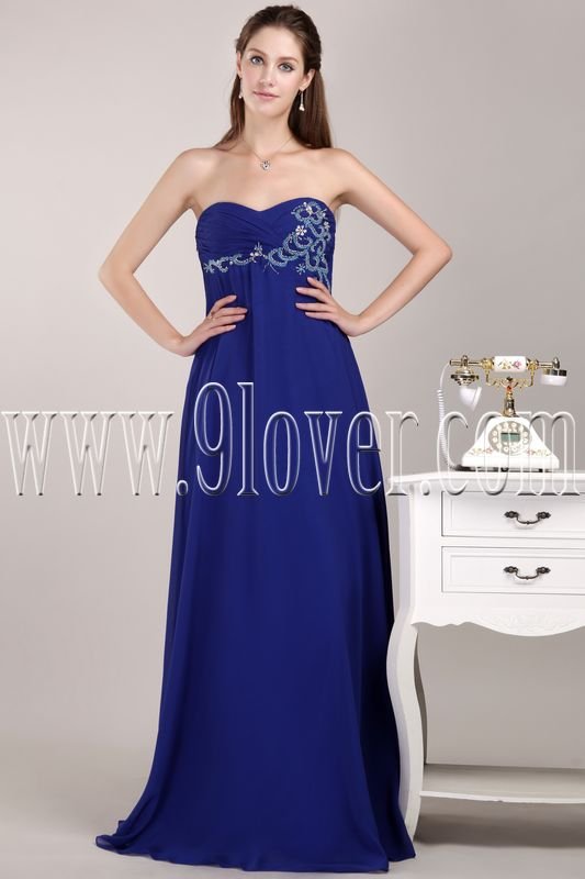 exclusive royal blue chiffon sweetheart empire floor length prom dress IMG-4724