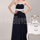 modest black chiffon shallow sweetheart a-line floor length prom dress IMG-4742
