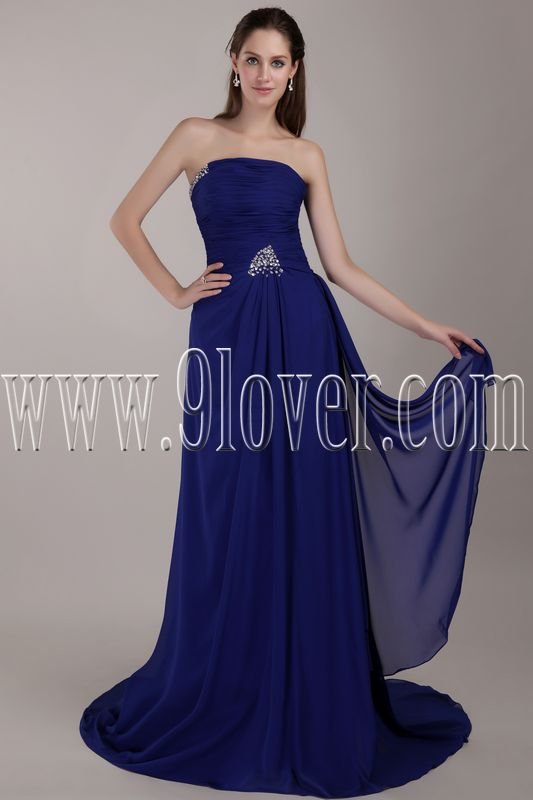 a-line strapless royal blue floor length formal evening dress IMG-4796