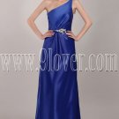 elegant royal blue satin one shoulder a-line floor length formal evening dress IMG-4822