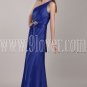 elegant royal blue satin one shoulder a-line floor length formal evening dress IMG-4822