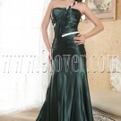 elegant green satin one shoulder a-line floor length formal evening dress IMG-5212