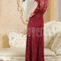 burgundy lace short sleeves a-line ankle length prom dress IMG-5342