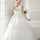 classic white tulle v-neck ball gown floor length wedding dress IMG-5415