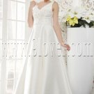 a-line v-neck satin floor length plus size wedding dress IMG-5448