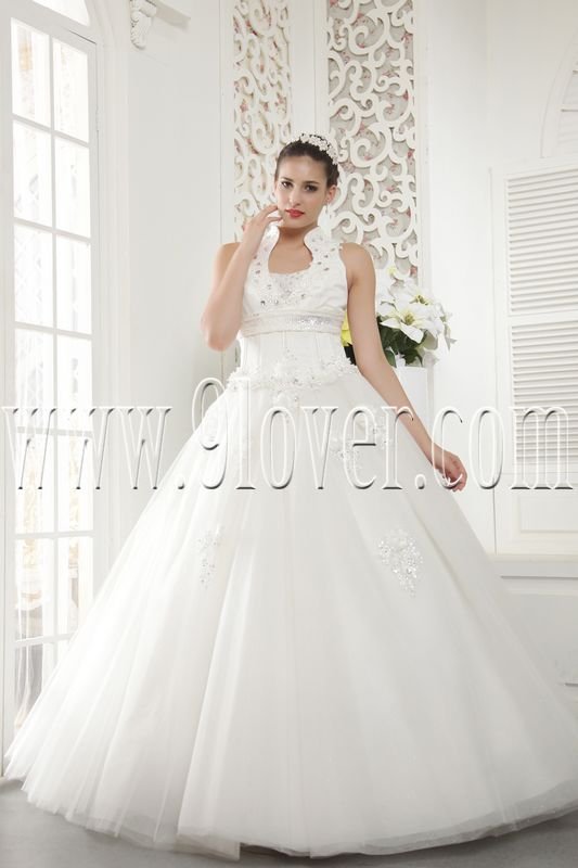 classic halter neck ball gown floor length wedding dress IMG-5467