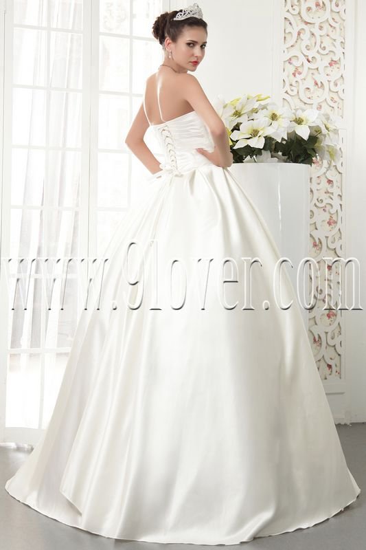 satin sweetheart ball gown with button back