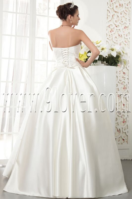 satin sweetheart ball gown with button back