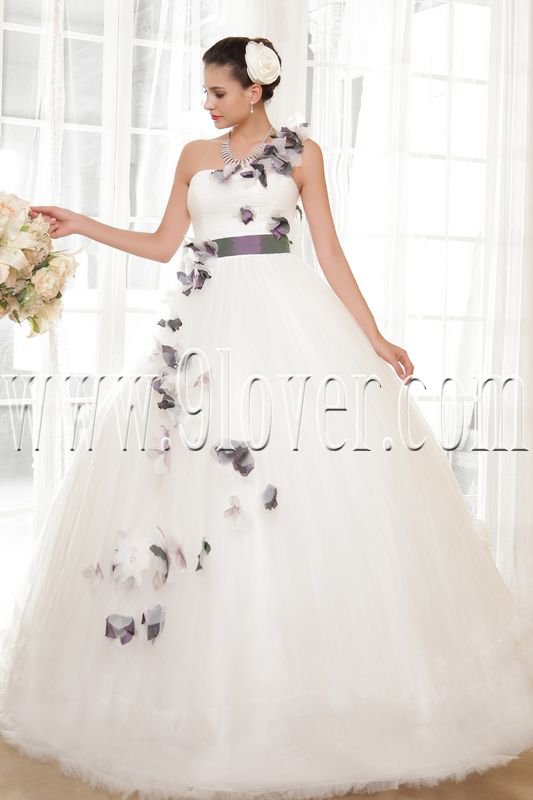 fairy tale one shoulder ball gown floor length wedding dress IMG-5592