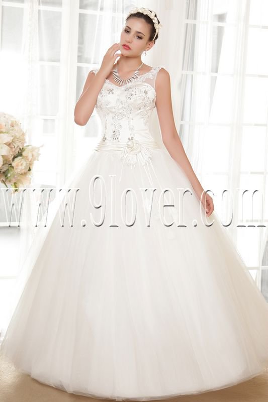 exclusive v-neck ball gown floor length tulle wedding dress IMG-5663