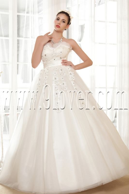 Exclusive White Tulle Sweetheart Ball Gown Floor Length