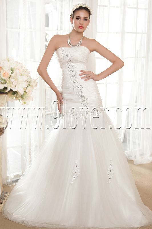 2013 vintage and retro strapless trumpet mermaid wedding dress IMG-5715