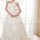 luxurious white tulle one shoulder ball gown floor length wedding dress IMG-5733