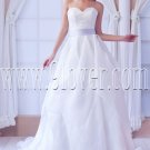 classic white organza sweetheart a-line floor length wedding dress with sash IMG-8371