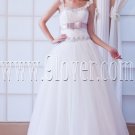 princess white tulle straps a-line floor length wedding dress IMG-8309