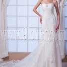 vintage and elegant white tulle strapless a-line floor length wedding dress with appliques IMG-7676