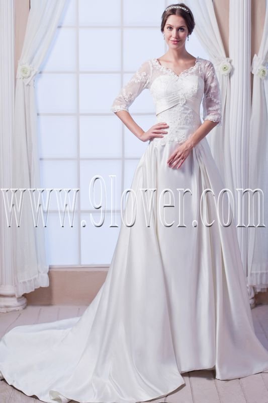 exclusive long sleeves a-line floor length muslim wedding dress IMG-7758