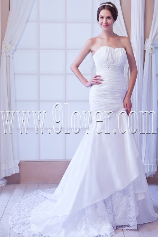 exclusive satin a-line sweetheart trumpet mermaid wedding dress IMG-7795