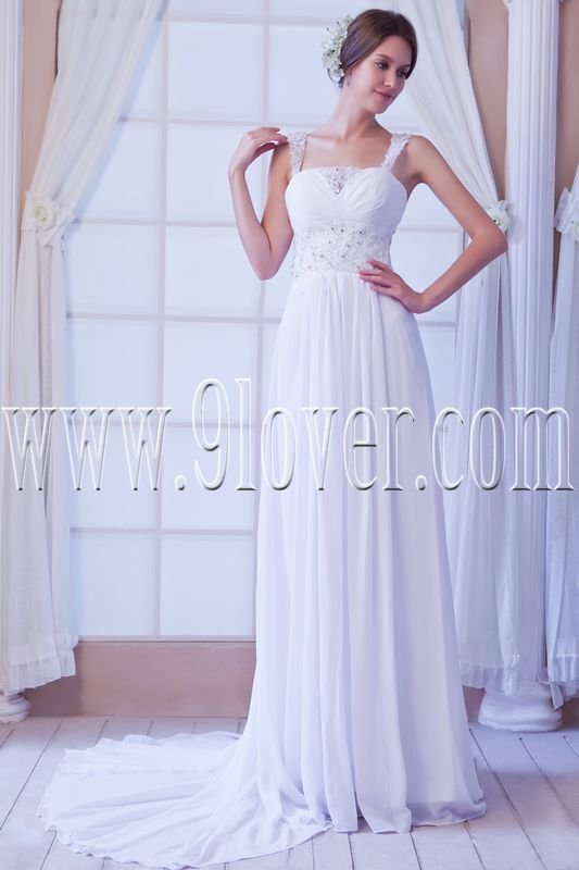 stunning chiffon straps column floor length beach wedding dress IMG-7855