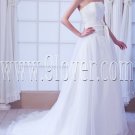 stunning white organza strapless a-line floor length wedding dress IMG-7892