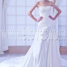 modern and classic satin shallow sweetheart a-line floor length wedding dress IMG-7915
