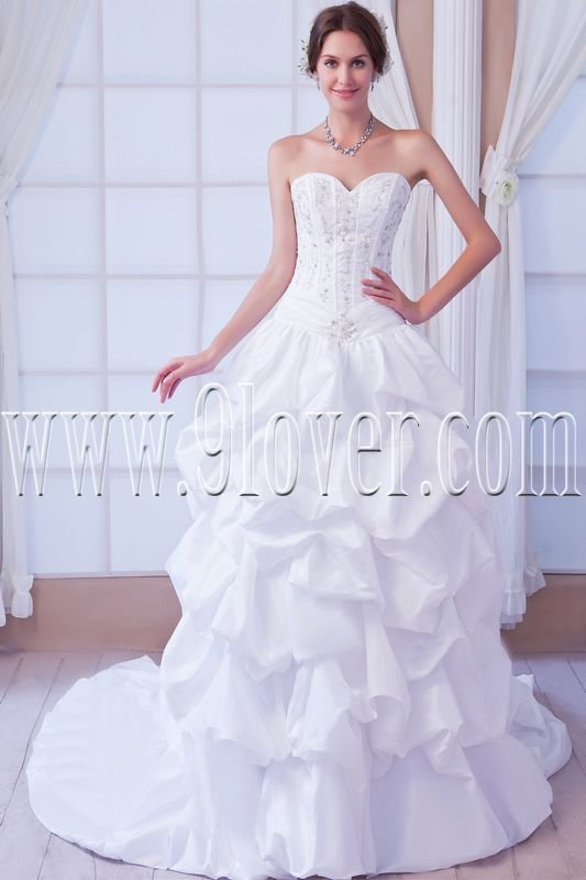 gorgeous white taffeta sweetheart a-line floor length wedding dress IMG-7943