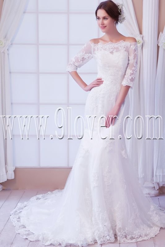 vintage off the shoulder trumpet lace mermaid wedding dress IMG-7957