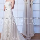 vintage and retro strapless a-line floor length wedding dress with appliques IMG-8014