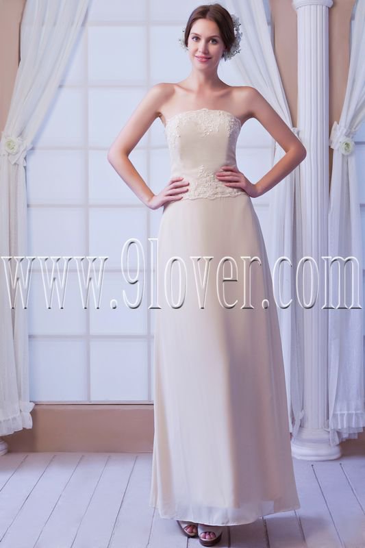 column floor length light champagne chiffon ankle length bridesmaid dress IMG-8180