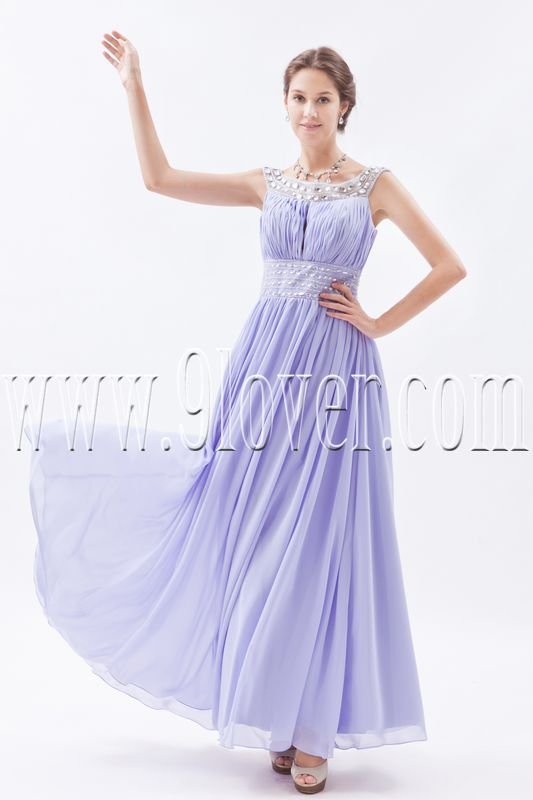 charming lavender chiffon scoop neckline a-line ankle length bridesmaid dress IMG-8745