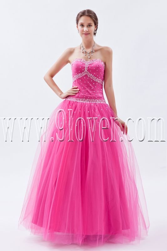 fuchsia tulle sweetheart ball gown floor length long prom dress IMG-8811